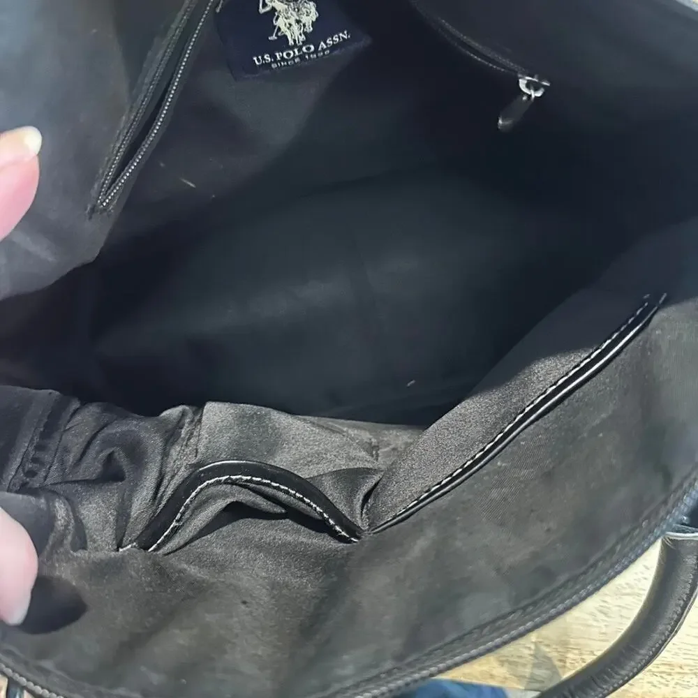 Y2K Ralph Lauren U.S. Polo Assn Logo Shoulder Bag Black Monogram